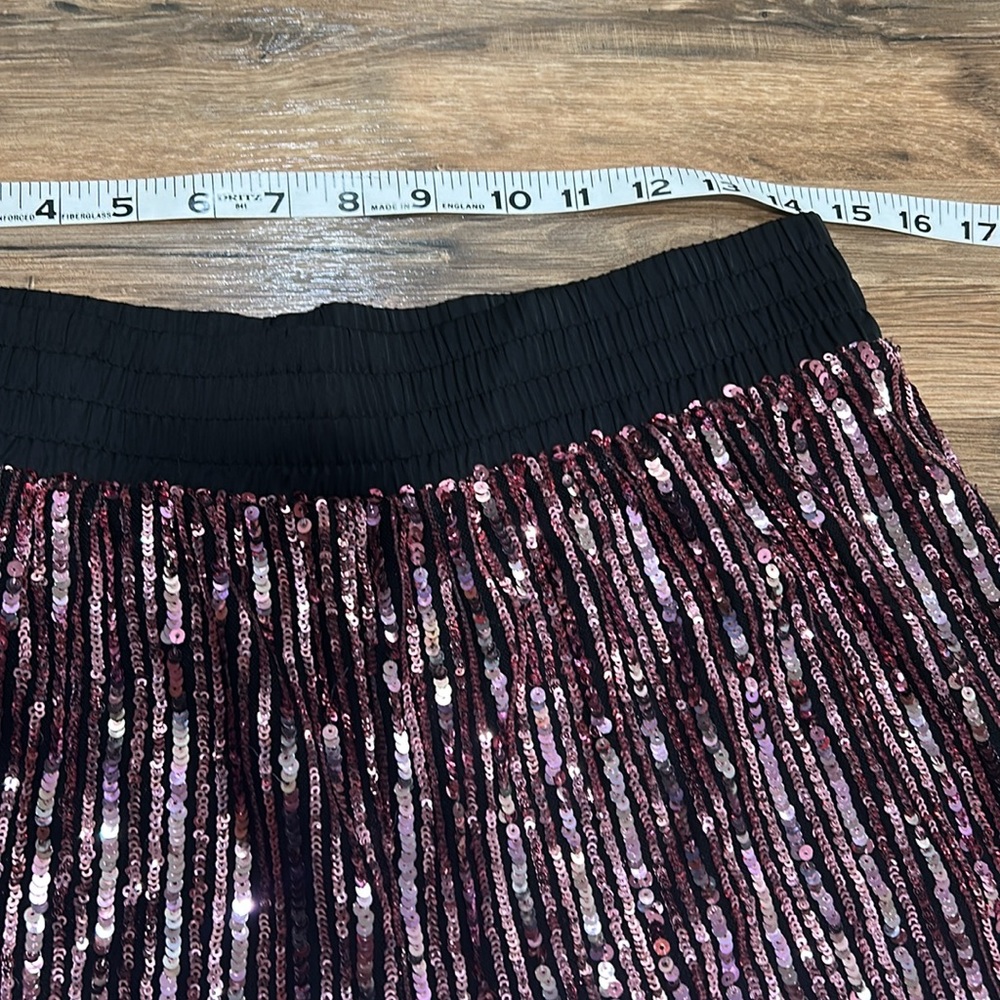 VICTORIA SECRET WOMEN SEQUIN WIDE LEG PANT PINK BLACK Sz LG - Picture 5 of 11